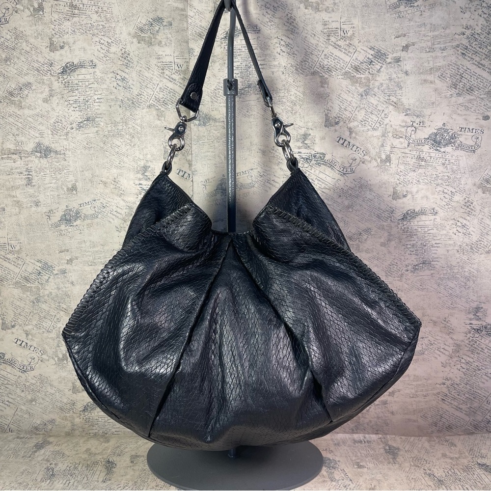 Treesje Black Leather Shoulder Bag Soft Leather Silver Hardware Designer Purse